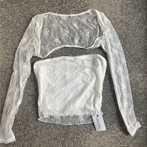 Olivaceous White Lace Blouse